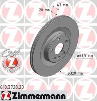 Диск тормозной ZIMMERMANN 610.3728.20